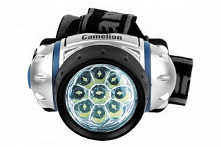 Фонарь налобный Camelion 9 LED 5317-9Mx ультра ярк 4реж.3ААА,металл,в компл,пласт.блист. (1/6/48шт)